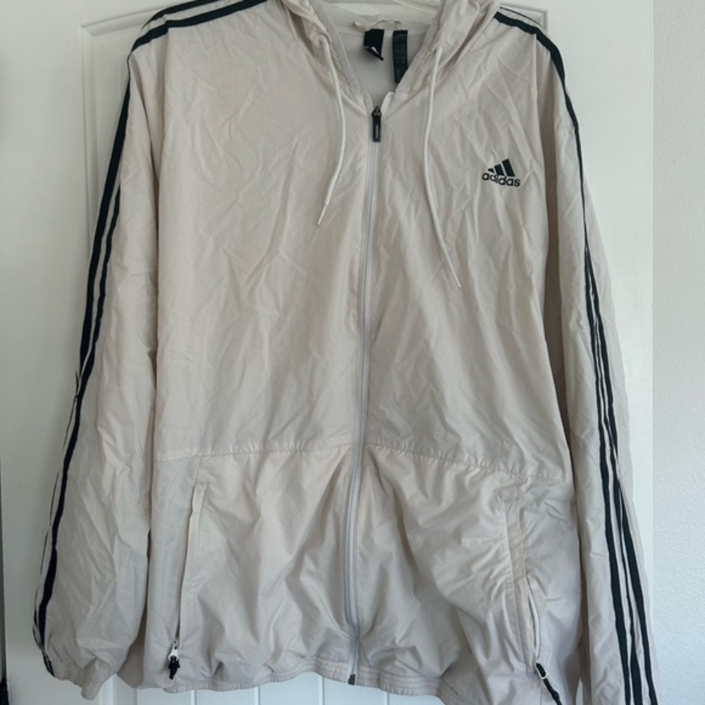 Adidas White Windbreaker Jacket - Picture 1 of 6
